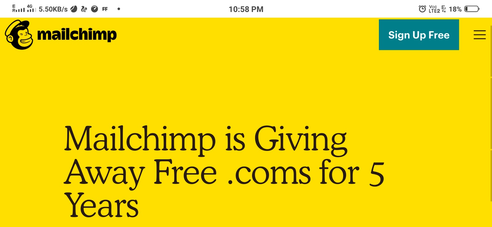 أحصل على دومين مجاني من Mailchimp لمدة 5 سنوات