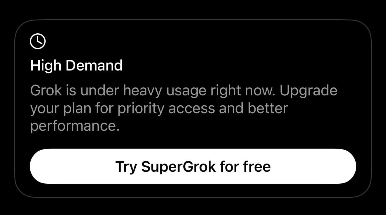 grok is under heavy usage right now