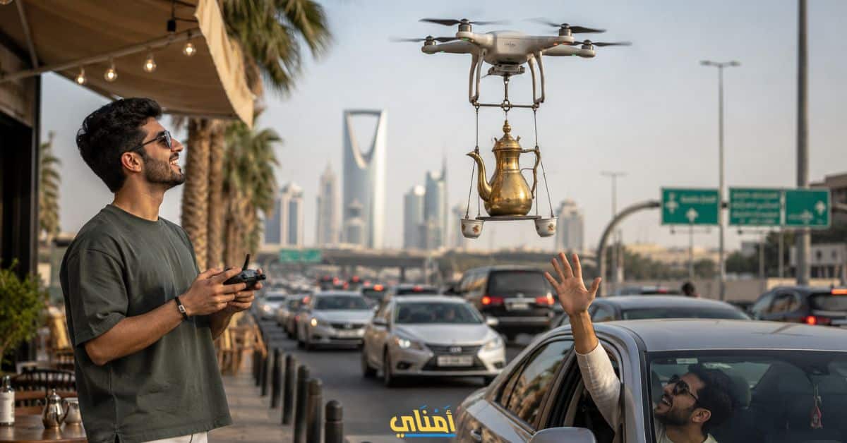 شاب سعودي الشاي طائرة مسيرة